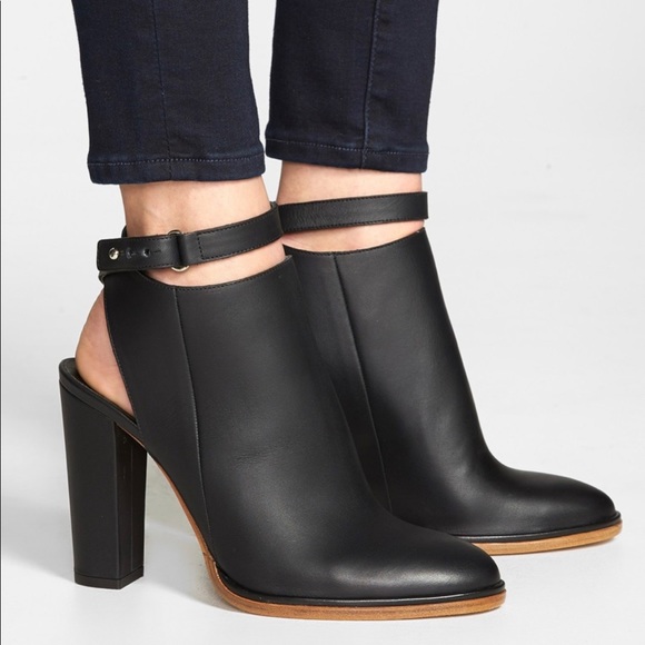 VINCE ‘Joanna’ Black Leather Ankle Boots - Picture 1 of 8